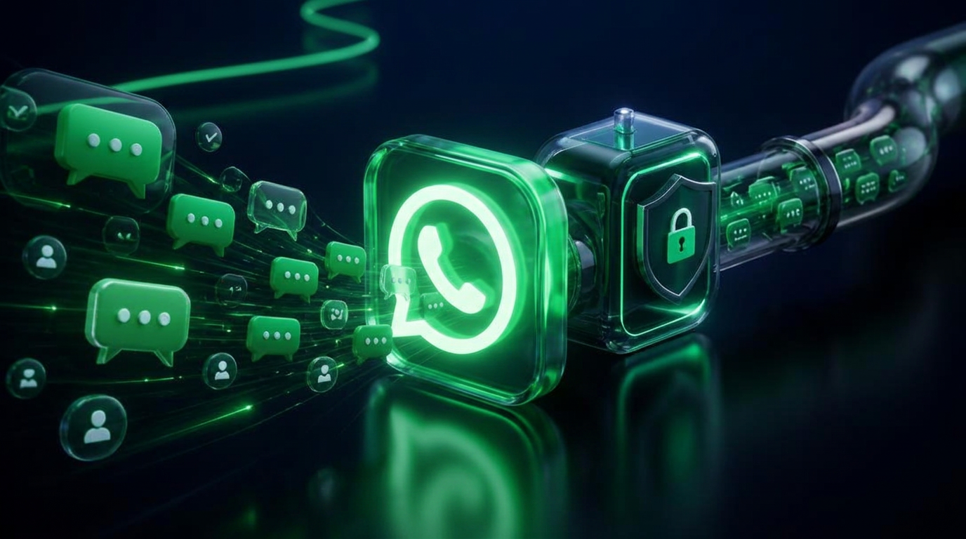 Mensagens do WhatsApp fluindo por um pipeline seguro de escala